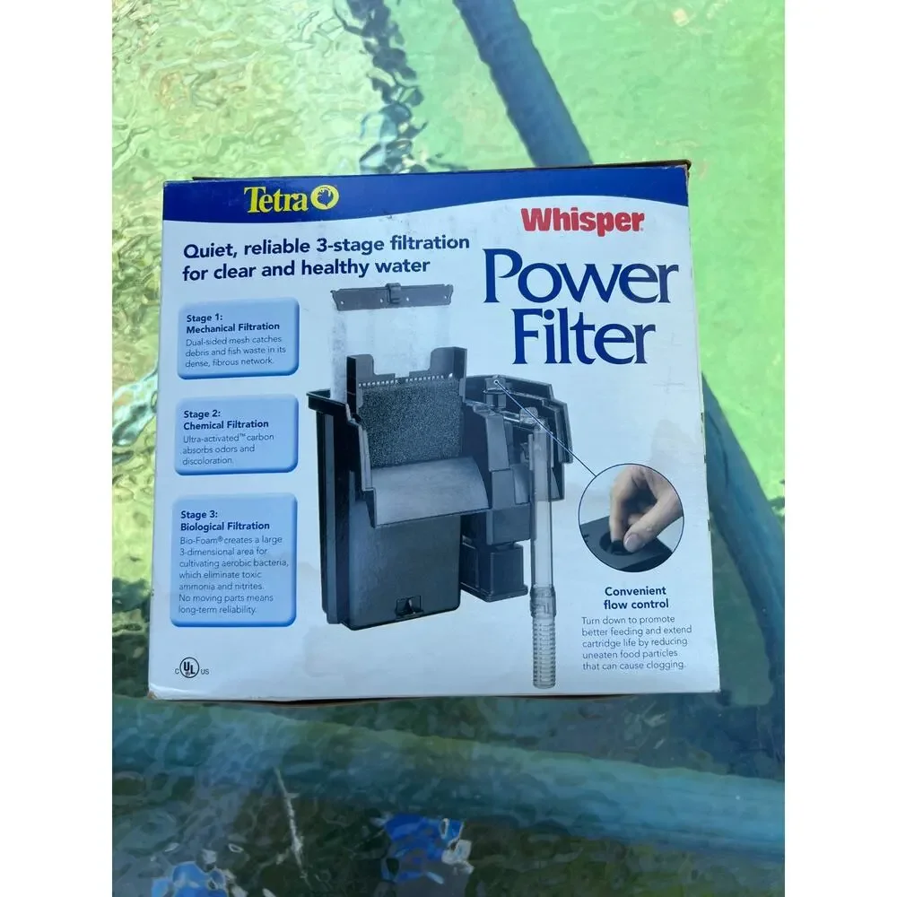 Tetra Whisper Quiet Power Filter 40 Gallon Aquariums 210 GPH HOB Hang On USA